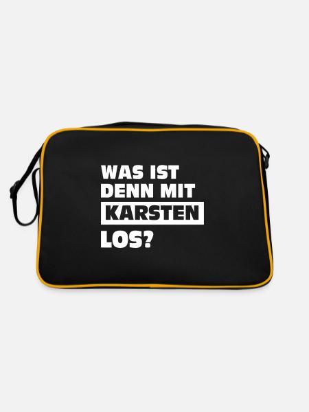 Was ist denn mit Karsten los? - Retro Tasche - Schwarz/Gold - Hinten