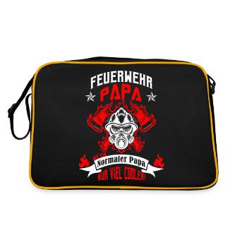 Feuerwehr Papa Vatertags Geschenk Dad Feuerwehrman - Retro Tasche - Schwarz/Gold - Hinten
