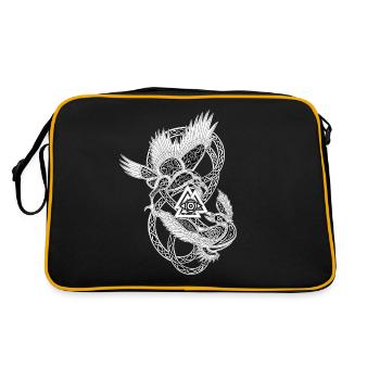 Raben Thor Odin Hugin und Munin Symbol Auge - Retro Tasche - Schwarz/Gold - Hinten