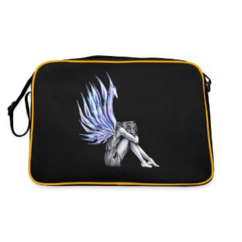 Angel Engel you are beautiful Flügel Wing fly - Retro Tasche - Schwarz/Gold - Hinten