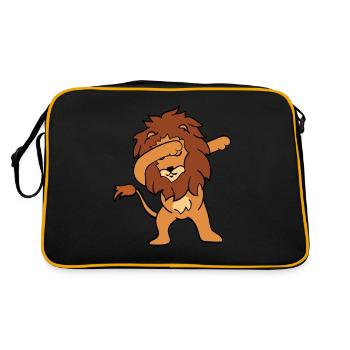 Dabbing Lion - Retro Tasche - Schwarz/Gold - Hinten
