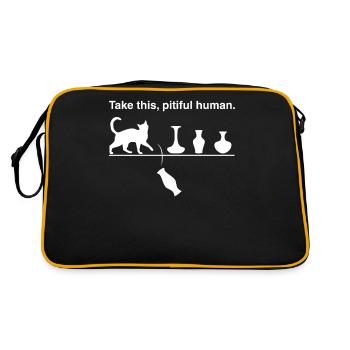Take this pitiful human - funny cats humor joke - Retro Bag - black/gold - Back