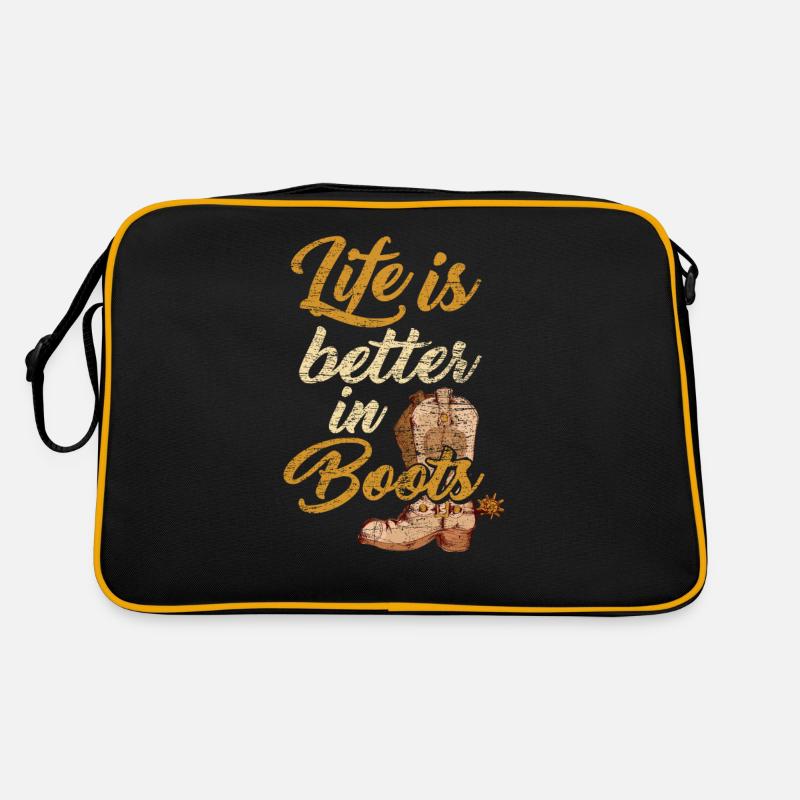 Cowboy Western Hobby Geschenk - Retro Tasche - Schwarz/Gold