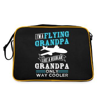 Pilot fliegender Opa - Retro Tasche - Schwarz/Gold - Hinten