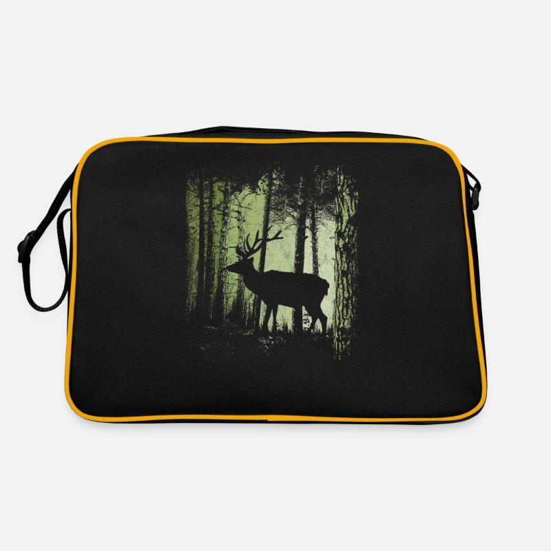 Dusk forest fallow deer stag silhouett Retro Bag
