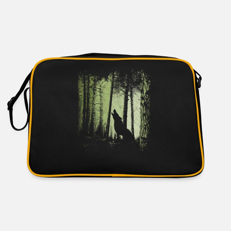 Forest Howling Wolf Silhouette Retro Bag