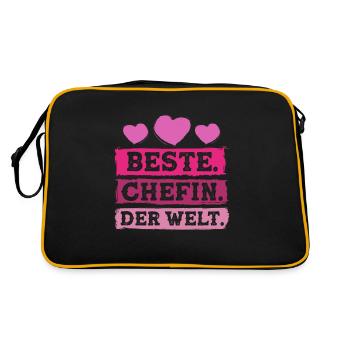 Beste Chefin der Welt - Retro Tasche - Schwarz/Gold - Hinten