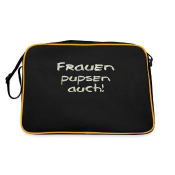 Frauen pupsen auch - Retro Tasche - Schwarz/Gold - Hinten
