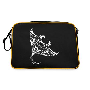 Maori Rochen New Neuseeland Kiwi Haka Kia Design - Retro Tasche - Schwarz/Gold - Hinten