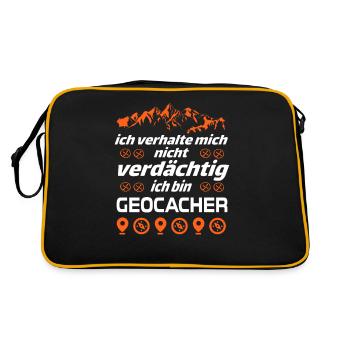 ich verhalte mich nicht verdaechtig Geocaching 1 - Retro Tasche - Schwarz/Gold - Hinten
