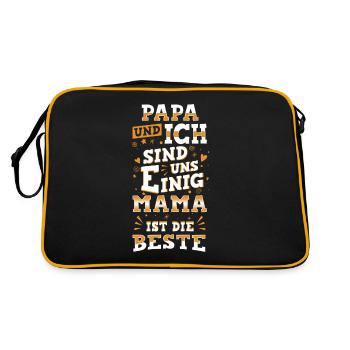 Beste Mama - Retro Tasche - Schwarz/Gold - Hinten
