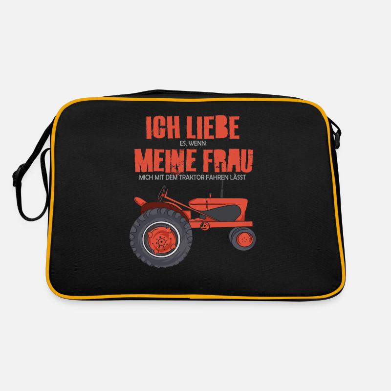Lustiges Oldtimer Traktor Fan Geschenk Ich liebe - Retro Tasche - Schwarz/Gold