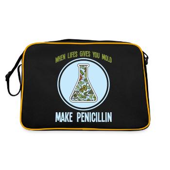 Wissenschaft Bakterien Schimmelpilz Penicillin - Retro Tasche - Schwarz/Gold - Hinten