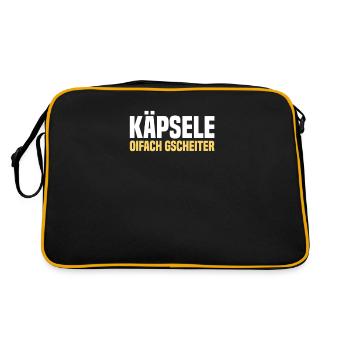 Käpsele Schlaumeier Schwäbisch Schwoba Schwaben - Retro Tasche - Schwarz/Gold - Hinten