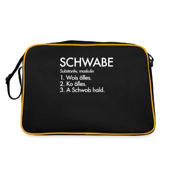 Schwabe Definition Schwäbisch Schwoba Schwaben - Retro Tasche - Schwarz/Gold - Hinten