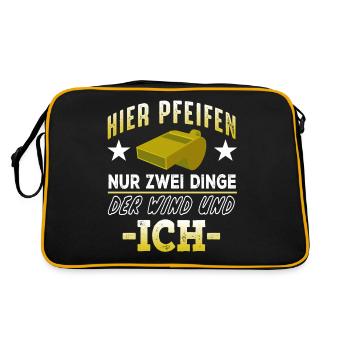 Schiedsrichter - Hier Pfeifen Nur Zwei Dinge - Retro Tasche - Schwarz/Gold - Hinten