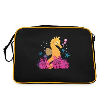 Seepferdchen Seepferd - Retro Tasche - Schwarz/Gold - Hinten