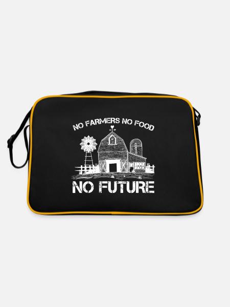 Unterstützung für Landwirte Stolze Landwirtschaft - Retro Tasche - Schwarz/Gold - Hinten