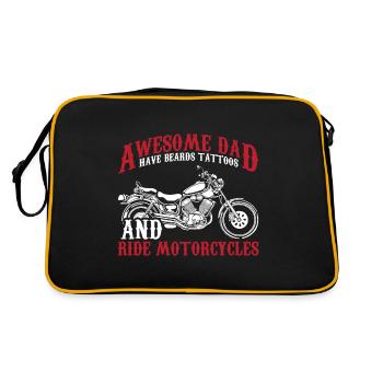 Bearded dad with a beard tattoos motorcyclist - Retro Bag - black/gold - Back
