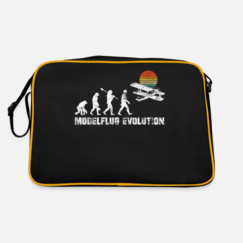 Modellflug Sport Evolution Pilot Flugzeug Spruch M - Retro Bag - black/gold