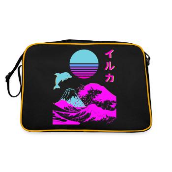 Retro Aesthetic Iruka Japanese Font Vaporwave - Retro Bag - black/gold - Back