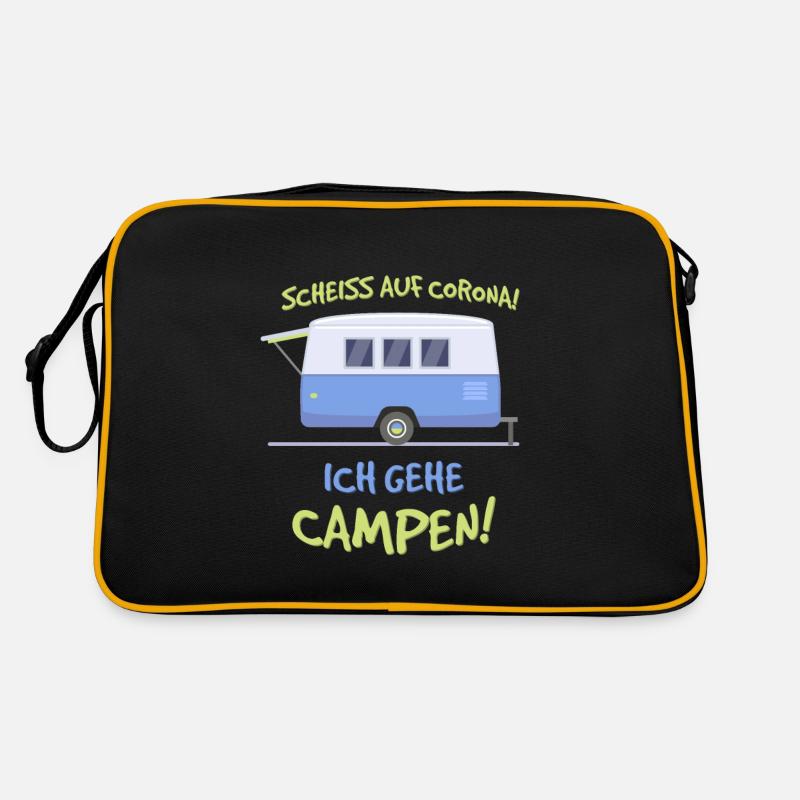 Scheiss auf Corona ich gehe Campen Geschenk Camper - Retro Tasche - Schwarz/Gold
