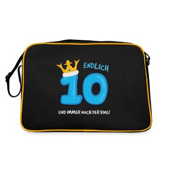 10. Geburtstag Geburtstagskind Krone Geschenk - Retro Tasche - Schwarz/Gold - Hinten