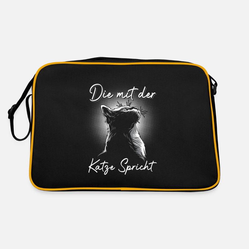 Die mit der Katze spricht - Retro Tasche - Schwarz/Gold
