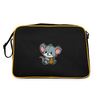 Cute Little Mouse Rat Animal Gift Idea - Retro Bag - black/gold - Back