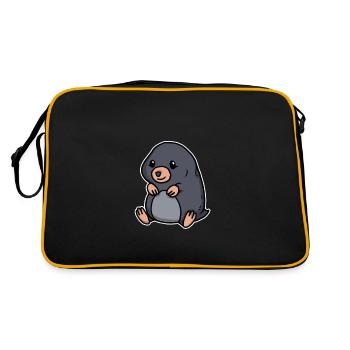 Cute Little Mole Animal Gift Idea - Retro Bag - black/gold - Back