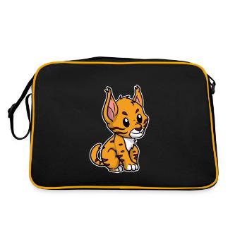 Cute Baby Lynx Animal Bobcat Gift Idea - Retro Bag - black/gold - Back