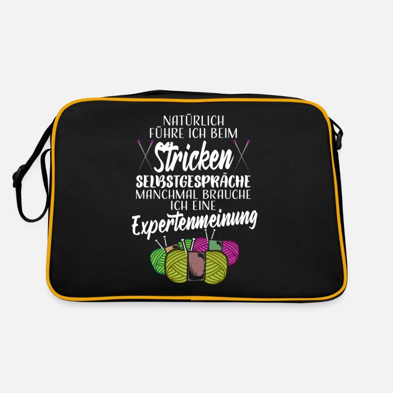 Stricken Häkeln Handarbeiten Spruch Strickerin Retro Tasche