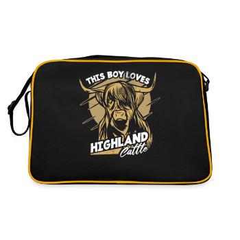 Highland cattle with shaggy fur horns - Retro Bag - black/gold - Back
