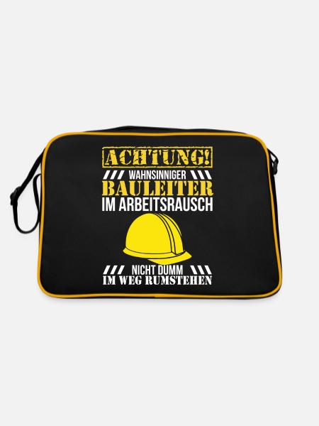 Bauleiter Baustelle Bauherr Geschenk - Retro Tasche - Schwarz/Gold