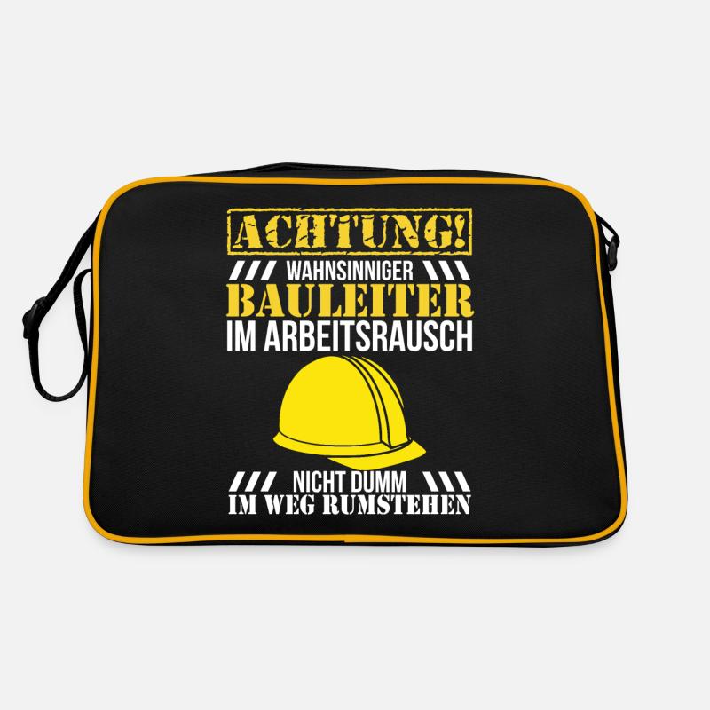 Bauleiter Baustelle Bauherr Geschenk - Retro Tasche - Schwarz/Gold