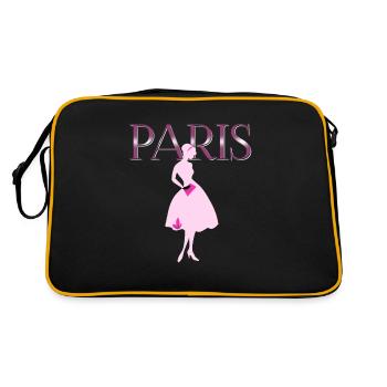 Paris haute couture fashion drawing lady - Retro Bag - black/gold - Back