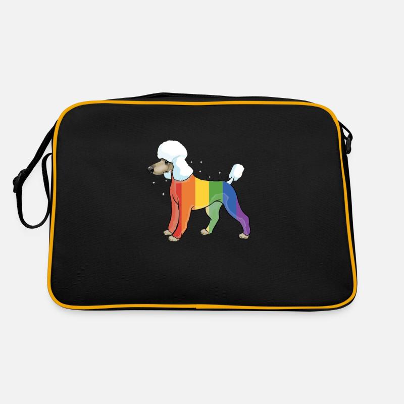 Pudel Hund Regenbogen Gay Pride Homo Geschenk - Retro Tasche - Schwarz/Gold