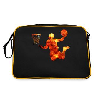 Basketball Dunking Geschenk Basketballspieler - Retro Tasche - Schwarz/Gold - Hinten
