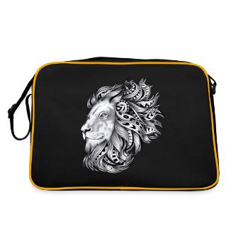 Maori Tattoo Style Löwe Leo Sternzeichen Tribal - Retro Tasche - Schwarz/Gold - Hinten