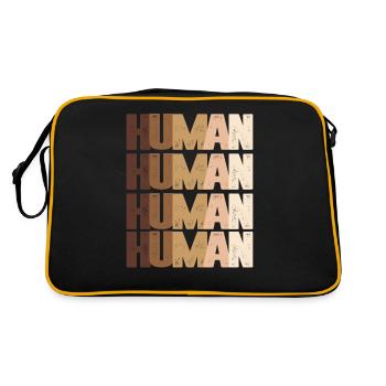 Human Anti Rassismus Rassisten Stoppen Black Histo - Retro Tasche - Schwarz/Gold - Hinten