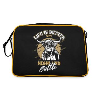 Vintage highland cattle beef horns - Retro Bag - black/gold - Back
