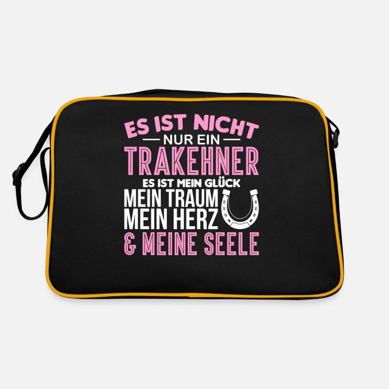 Trakehner Pferdebesitzer Pferde Reiter Geschenk - Retro Tasche - Schwarz/Gold