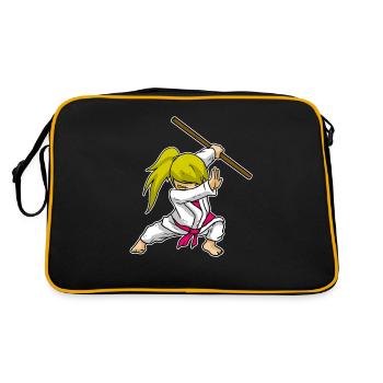 Drôle Kung Fu Dabbing Filles Arts Martiaux - Sac Retro - noir/or - Dos