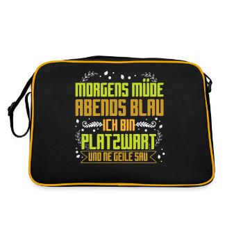 Platzwart Groundsman Greenkeeper Campingplatz - Retro Tasche - Schwarz/Gold - Hinten