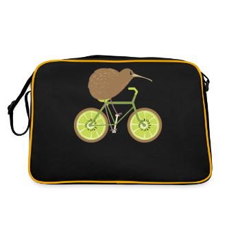 Cycle New Zealand Funny Kiwi sur un vélo Design - Sac Retro - noir/or - Dos