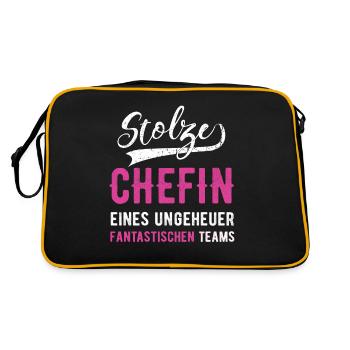 Stolze Chefin Geschenk Leiterin Abteilungsleiterin - Retro Tasche - Schwarz/Gold - Hinten