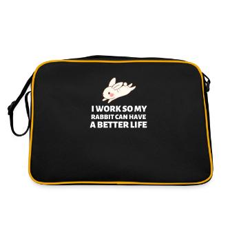 Ich arbeite, damit mein Kaninchen ein besseres Leben haben kann - Hase - Retro Tasche - Schwarz/Gold - Hinten