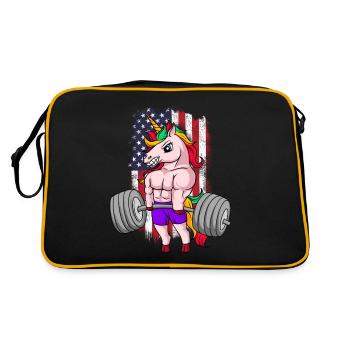 American Flag Unicorn Gym Motivation Workout Lifti - Retro Bag - black/gold - Back