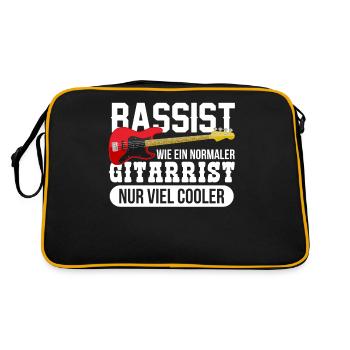 Bassist E-Bass Musiker Gitarrist Geschenk - Retro Tasche - Schwarz/Gold - Hinten