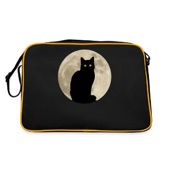 Chat lune drôle cadeau femmes hommes enfants - Sac Retro - noir/or - Dos